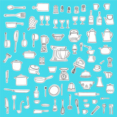 Illustration collection of tools used in the kitchen,