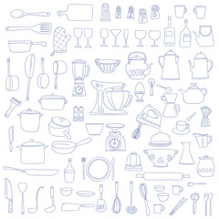 Illustration collection of tools used in the kitchen,