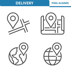 Delivery Icons. Map, GPS, Destination Icon Set