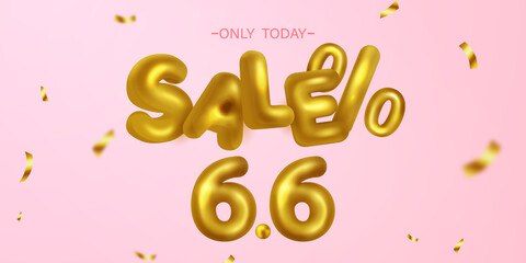 6.6 Shopping day poster or banner on banner template design for social media and website vector illustration.