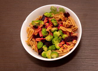 Organic vegetable pasta in bowl