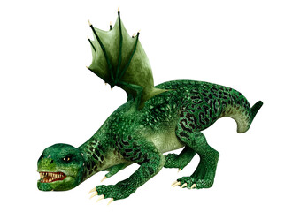 3D Rendering Fairy Tale Dragon on White