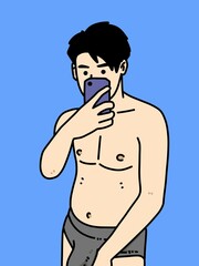 Fototapeta premium cute man cartoon on blue background