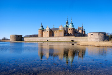 Kalmar castle in Sweden by the sea in spring