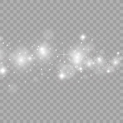 sparks and golden stars glitter special light effect. Vector sparkles on transparent background. Christmas abstract pattern. Sparkling magic dust particles	