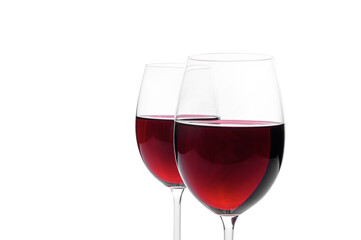Pair of glasses with wine isolated on white background.
