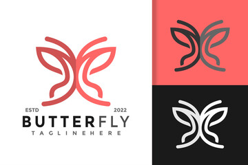 Letter M Butterfly Elegant Logo Design Vector Template