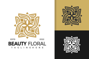Luxury Beauty Floral Logo Design Vector Template