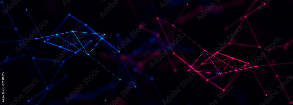 Aufkleber Technology background. Abstract digital combination dots and lines. Network connection structure. 3d Widescreen
