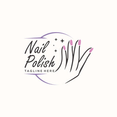 Nail polish logo icon with modern creative and unique concept design Premium Vector