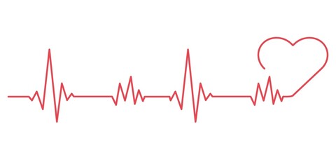 Heartbite line. Pulse cardio symbol. Healty and medical concept. Vector illustration. - obrazy, fototapety, plakaty