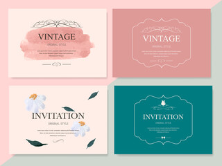 Vintage label banner old fashion. Luxury decoration design. Watercolor stain texture illustration vector.