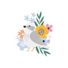 Cute bird with floral background