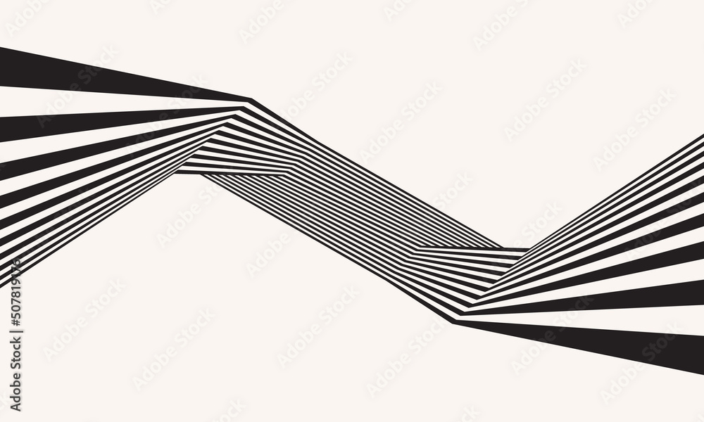 Poster abstract background with zigzag lines. stripes optical art illusion.