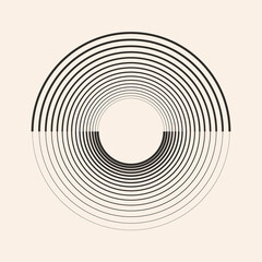 Fototapeta premium Concentric circles as art lines design element. Summer sunset concept or logo or icon.