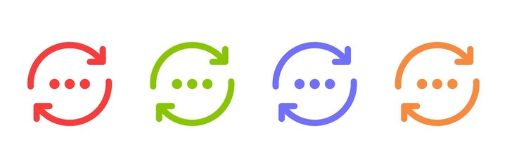 Arrow rotate icons set. Collection black circles graphic elements. Flat simple arrows isolated. Vector illustration.