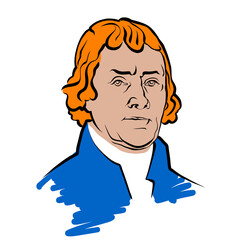 Thomas Jefferson vector drawing with colored surfaces
