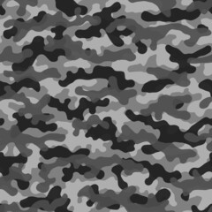 Texture of gray military camouflage seamless pattern for army and hunting.