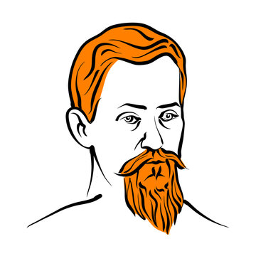 Johannes Kepler vector drawing with surface for hair