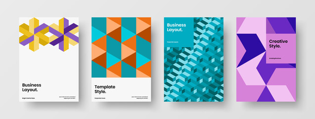 Amazing geometric shapes booklet layout set. Abstract company cover vector design concept collection.