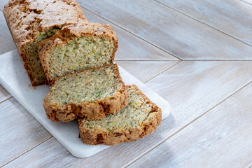 Fresh lemon zucchini bread with poppy seed