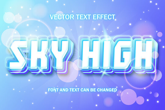 sky high 3d blue in the heaven sparkling editable text effect text style template background wallpaper banner poster flyer