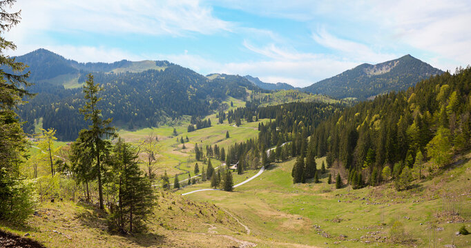 beautiful landscape Valepp valley, upper bavaria in spring