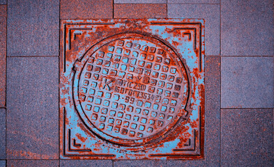 Sewer hatch vintage texture backdrop