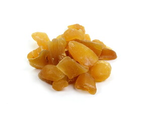 Candied ginger isolated on white background
