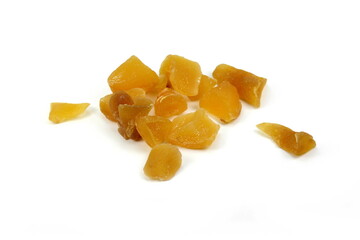 Candied ginger isolated on white background