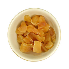 Candied ginger isolated on white background