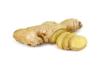 ginger root on white background 