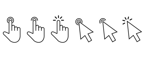 Set of cursors and pointers. Vector illustration.