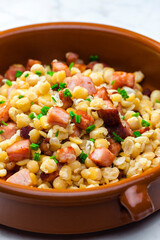 salad of  yellow peas, bacon and parsley