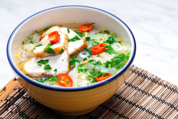 Vieatnamese soup pho with chicken meat