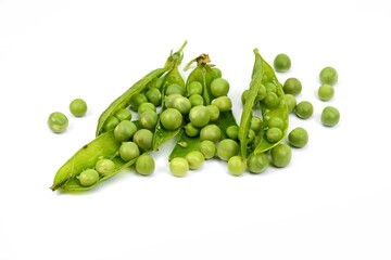 green pea vegetable bean isolated on white background
