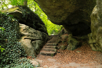 The rock labyrinth on the Mullerthal Trail, Luxembourg