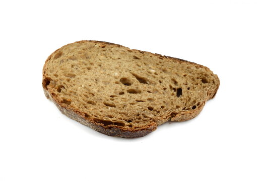 slice of healthy bread isolated on white background. Slice of a whole wheat bread isolated on a white background