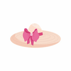 Wide brimmed straw summer hat with ribbon