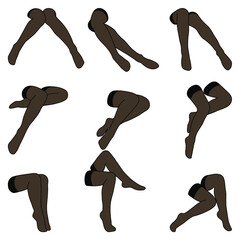 Women stocking flat simple minimalist vector icon. Female legs set. Flat attractive foot, vector illustration. Woman leg vector isolated on white background.