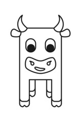 Line white black and white geometric stylized cow