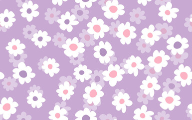 Seamless floral pattern based on traditional folk art ornaments. Colorful flowers on color background. Scandinavian style. Sweden nordic style. Vector illustration. Simple minimalistic pattern