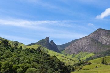Beautiful landscape in the mountains in Brazil (O Frade e a Freira - The Friar and the Nun Rock) 