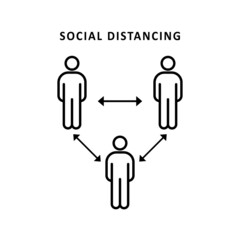 Social distancing icon. Keep the 1-2 meter distance. Coronavirus epidemic protective. Vector illustration