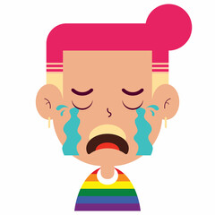 LGBT man crying face cartoon cute