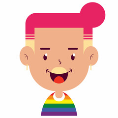 LGBT man happy face cartoon cute