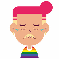 LGBT man crying face cartoon cute
