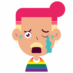 LGBT man crying face cartoon cute