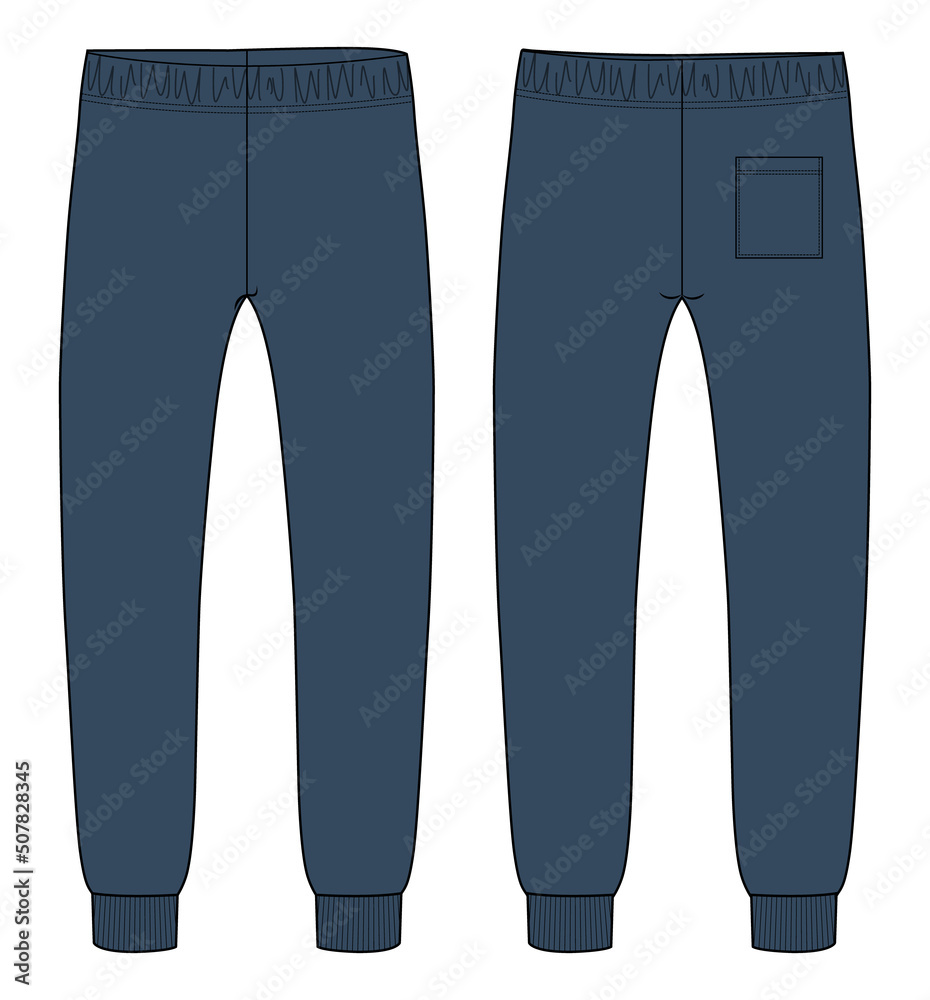 Wall mural sweatpants vector illustration drawing. technical fashion flat sketches. apparel template jogging pa