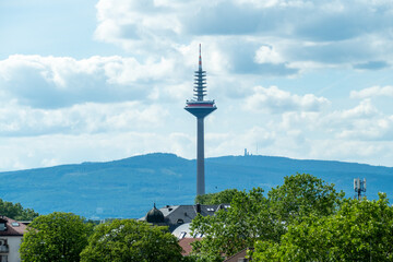 Frankfurt skyline radio tower, Europaturm Frankfurt Germany